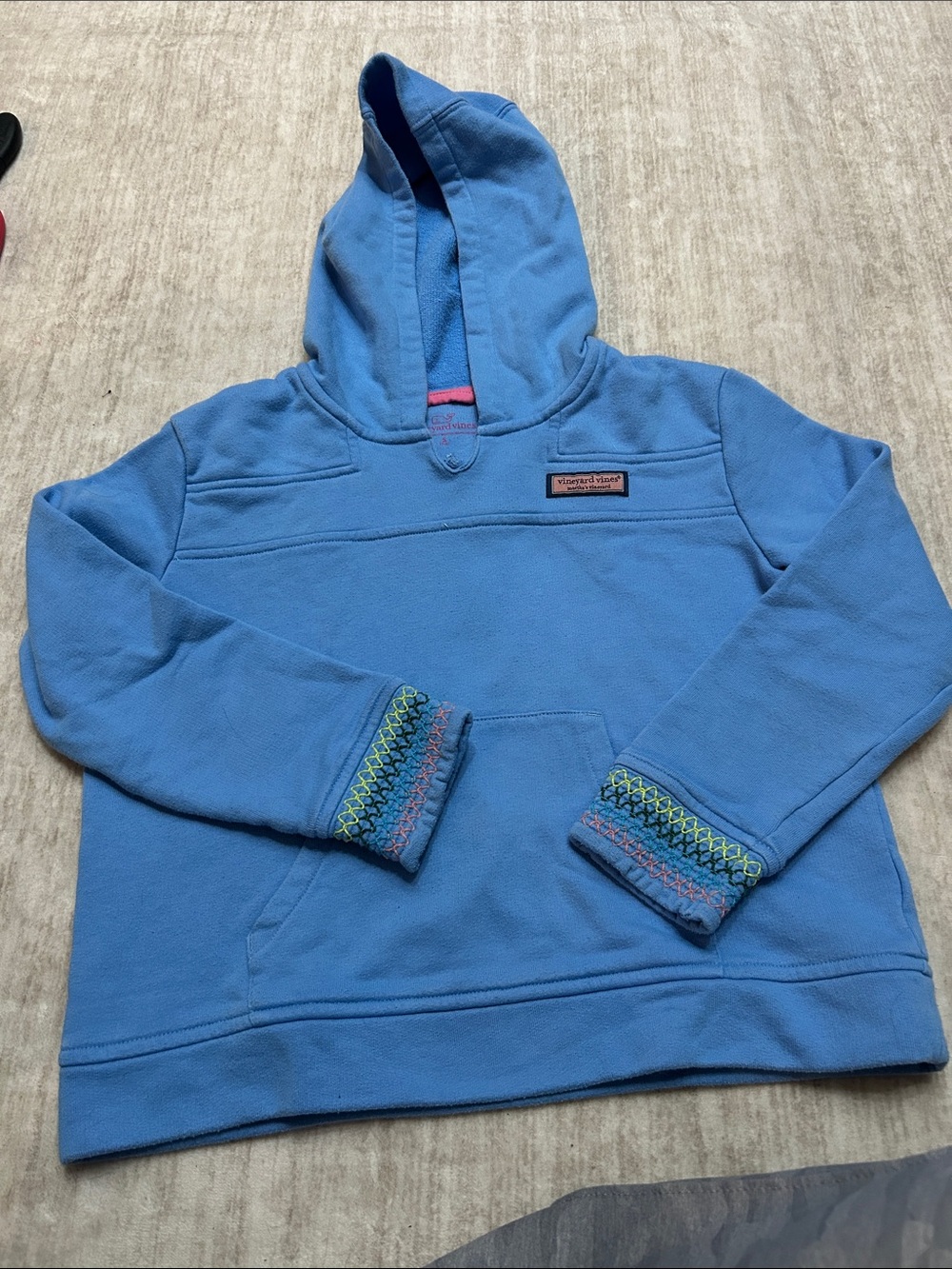 Vineyard Vines Sky Blue Hooded Crewneck Sweater